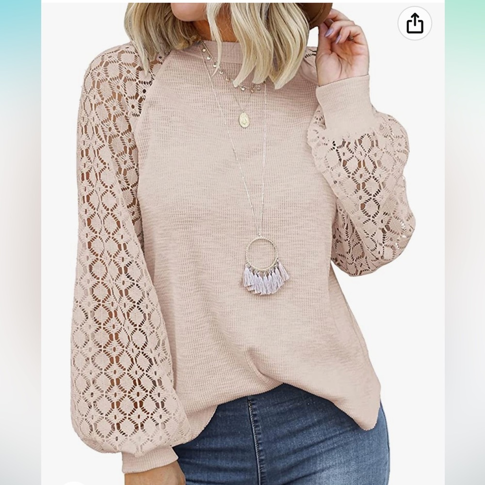 MIHOLL Women’s Long Sleeve Tops Lace Casual Loose Blouses T Shirts